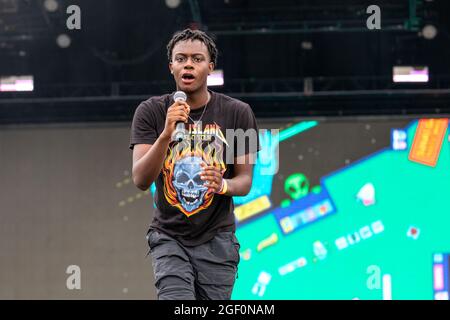 Chicago, USA. August 2021. Rapper SSGKobe während des lyrischen Lemonade Summer Smash Music Festivals im Douglass Park am 20. August 2021 in Chicago, Illinois (Foto: Daniel DeSlover/Sipa USA) Quelle: SIPA USA/Alamy Live News Stockfoto