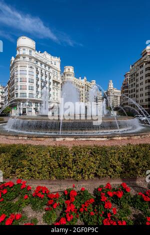 Plaza del Ayuntamiento, Valencia, Bundesland Valencia, Spanien Stockfoto