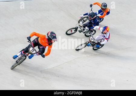 ARNHEM, NIEDERLANDE - 22. AUGUST: Merel Smulders of the Netherlands während der UCI BMX-Weltmeisterschaft 2021 in Papendal am 22. August 2021 in Arnhem, Niederlande (Foto: Rene Nijhuis/Orange Picturs) Stockfoto