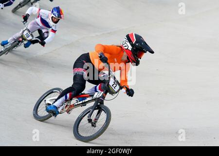 ARNHEM, NIEDERLANDE - 22. AUGUST: Merel Smulders of the Netherlands während der UCI BMX-Weltmeisterschaft 2021 in Papendal am 22. August 2021 in Arnhem, Niederlande (Foto: Rene Nijhuis/Orange Picturs) Stockfoto