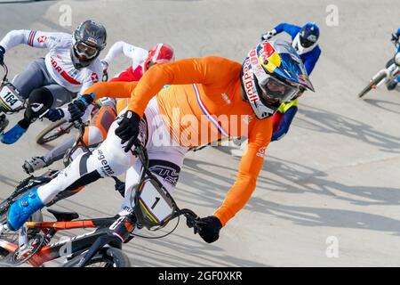 ARNHEM, NIEDERLANDE - 22. AUGUST: Twan van Gendt aus den Niederlanden während der UCI BMX-Weltmeisterschaft 2021 bei Papendal am 22. August 2021 in Arnhem, Niederlande (Foto: Rene Nijhuis/Orange Picles) Stockfoto