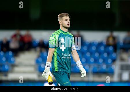 Waasland-Beveren's Nordin Jackers, aufgenommen während eines Fußballmatches zwischen Waasland-Beveren und KMSK Deinze, Sonntag, 22. August 2021 in Beveren-Waas, auf d Stockfoto