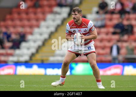 Leigh, Großbritannien. August 2021. Rob Butler (33) von Leigh Centurions mit dem Ball in Leigh, Vereinigtes Königreich am 8/22/2021. (Foto von Simon Whitehead/News Images/Sipa USA) Quelle: SIPA USA/Alamy Live News Stockfoto