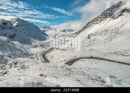 Winterlandschaft am Julierpass, Graubünden, Schweiz Stockfoto