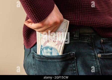 Türkische Lira, Türkisches Geld ( Türkischer Türkischer Parasi Lira) Stockfoto