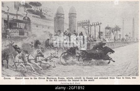 Circus - Chariot Rennen im Circus Maximus, Rom, die von Caesar im 4. Jahrhundert umgebaut. Stockfoto