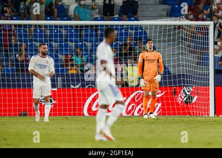 Valencia, Spanien. August 2021. Die Spieler von Real Madrid während des Liga-Spiels zwischen Levante UD und Real Madrid im Estadio Ciudad de Valencia in Valencia, Spanien. Bild: DAX Images/Alamy Live News Stockfoto