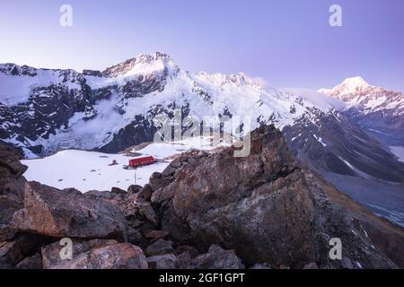 Mueller Hut, Mount Sefton und Aoraki Mount Cook, Main Divide und Sealy Range, Aoraki Mount Cook National Park Stockfoto