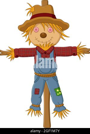 Cartoon Vogelscheuche isoliert auf weißem Hintergrund Stock Vektor