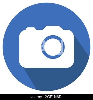 Icon Vektor der Kamera - lange Schatten Stil - einfache Illustration. Bearbeitbare Kontur. Design template vector.outline style Design.Vector Grafik illustrat Stock Vektor