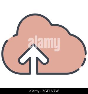 Icon Vektor der Wolke mit Pfeil nach oben Version 2 - Linie Schnitt Stil - einfache Illustration. Bearbeitbare Kontur. Design-Vorlage Vektor.Umriss-Stil-Design. Stock Vektor