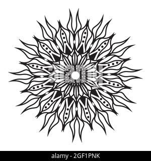 mandala isoliert Element der indischen ornamental dekorativen floralen Stil abstrakt schwarz und weiß Muster Hintergrund-Design Stock Vektor