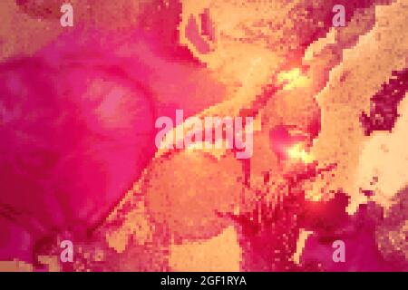 Moderner Hintergrund aus Pink, Magenta und Gold mit Farbspritzern und goldenem Glitzer Stock Vektor