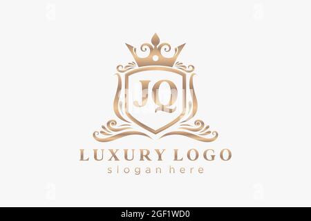 JQ Letter Royal Luxury Logo Vorlage in Vektorgrafik für Restaurant, Royalty, Boutique, Cafe, Hotel, Heraldisch, Schmuck, Mode und andere Vektor illustrr Stock Vektor