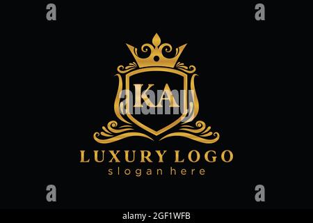 KA Letter Royal Luxury Logo Vorlage in Vektorgrafik für Restaurant, Royalty, Boutique, Cafe, Hotel, Heraldisch, Schmuck, Mode und andere Vektor illustrr Stock Vektor