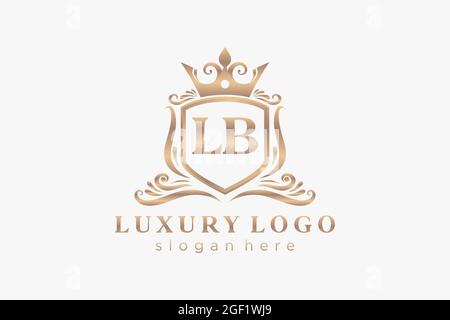 LB Letter Royal Luxury Logo-Vorlage in Vektorgrafik für Restaurant, Royalty, Boutique, Café, Hotel, Heraldisch, Schmuck, Mode und andere Vektor illustrr Stock Vektor