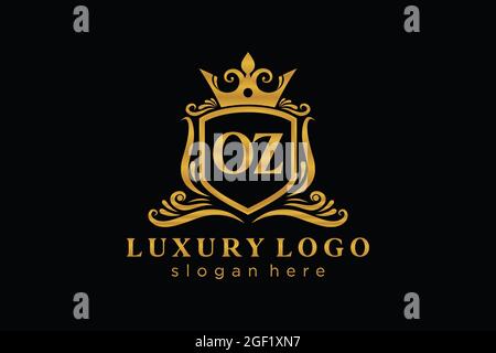 OZ Buchstabe Royal Luxury Logo Vorlage in Vektorgrafik für Restaurant, Royalty, Boutique, Cafe, Hotel, Heraldisch, Schmuck, Mode und andere Vektor illustrr Stock Vektor