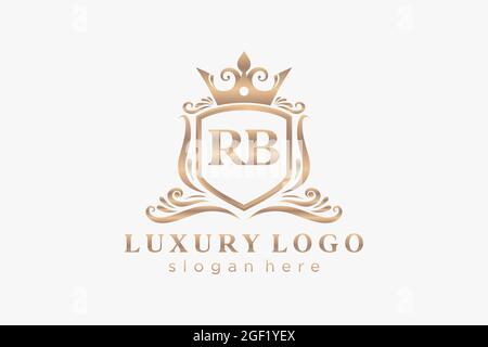 RB Buchstabe Royal Luxury Logo Vorlage in Vektorgrafik für Restaurant, Royalty, Boutique, Cafe, Hotel, Heraldisch, Schmuck, Mode und andere Vektor illustrr Stock Vektor