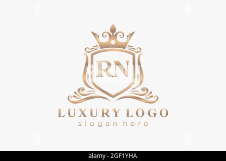 RN Letter Royal Luxury Logo Vorlage in Vektorgrafik für Restaurant, Royalty, Boutique, Cafe, Hotel, Heraldisch, Schmuck, Mode und andere Vektor illustrr Stock Vektor