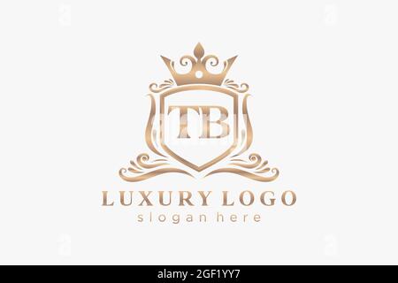 TB Letter Royal Luxury Logo Vorlage in Vektorgrafik für Restaurant, Royalty, Boutique, Cafe, Hotel, Heraldisch, Schmuck, Mode und andere Vektor illustrr Stock Vektor