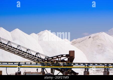 Die Sammlung von Meersalz salins in der Nähe von Santa Margherita di Savoia Italien Stockfoto