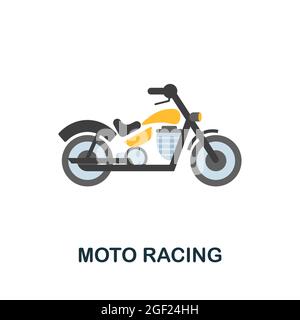 Moto Racing-Symbol. Flaches Schilderelement aus der Extreme Sport Kollektion. Kreatives Moto Racing-Symbol für Webdesign, Vorlagen, Infografiken und mehr Stock Vektor