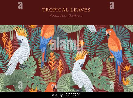 Nahtloses tropisches Muster mit Vögeln Stock Vektor