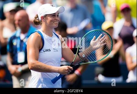 Ashleigh Barty aus Australien feiert am 2021 22. August 2021 im Lindner Family Tennis Center in Cincinnati, USA, das Finale der Western & Southern Open WTA 1000 gegen Jil Teichmann aus der Schweiz, gewonnen - Foto Rob Prange / Spanien DPPI / DPPI Stockfoto