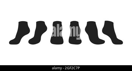 Schwarze Socken Vorlage mockup flachen Stil Design Vektor Illustration isoliert auf weißem Hintergrund. Stock Vektor