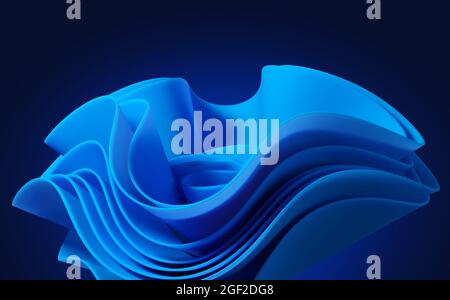 Abstrakt moderner minimalistischer Hintergrund mit gefaltetem Stoff, blauem Tuch Stockfoto