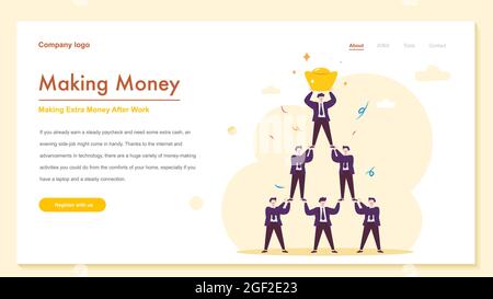 Erfolgreiches Dream Team, Business Development und Teamwork . Businessman Pyramide . Business-Konzept des Geldverdienen.Moderne Vektor-Illustration Konzepte Stock Vektor