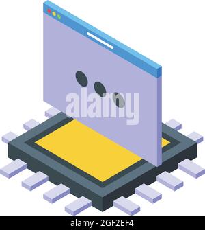 Isometrischer Vektor des Codeprozessorsymbols. Informatik. Halbleiter-cpu Stock Vektor