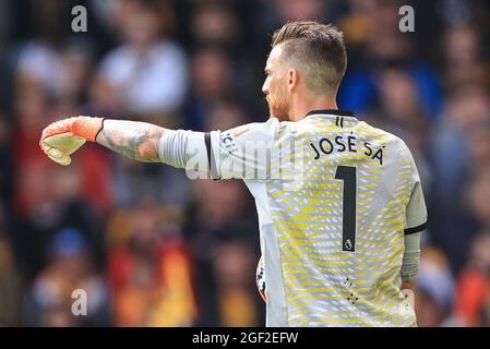 Wolverhampton, Großbritannien. August 2021. Die Rückseite von Jose Sa #1 von Wolverhampton Wanderers Shirt in Wolverhampton, Großbritannien am 8/22/2021. (Foto von Mark Cosgrove/News Images/Sipa USA) Quelle: SIPA USA/Alamy Live News Stockfoto