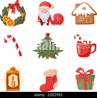 Satz von Vektorsymbolen im Cartoon-Stil. Isoliert auf weißem Hintergrund. Stock Vektor