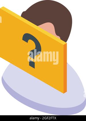 Isometrischer Vektor des Symbols für die Fragenidentität. Benutzeravatar. Männergesicht Stock Vektor