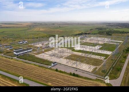Luftaufnahme des elektrischen Kraftwerks Stockfoto