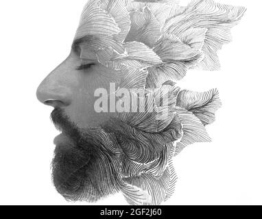 Ein ansprechendes Porträt eines bärtigen Mannes Stockfoto