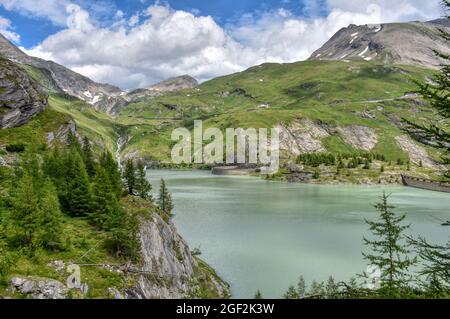 Margaritze, Talwanne, Margaritzenstausee, See, Stausee, Freiwandeck, Freiwandkopf, Pasterze, höchster Berg Österreichs, Glocknergruppe, Möll, Möllsper Stockfoto