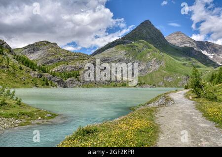 Margaritze, Talwanne, Margaritzenstausee, See, Stausee, Freiwandeck, Freiwandkopf, Pasterze, höchster Berg Österreichs, Glocknergruppe, Möll, Möllsper Stockfoto