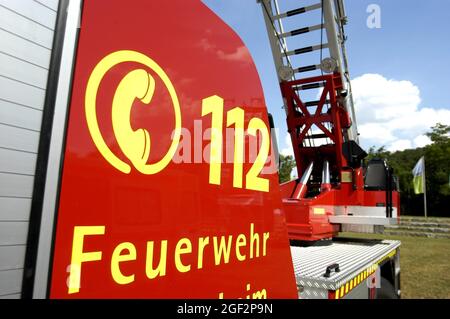 Feuerwehr, Notrufnummer 112, Deutschland Stockfoto