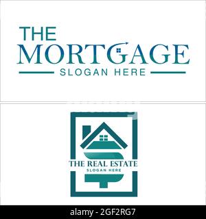 Immobilien Hypothek Gebäude Haus Logo Design Stock Vektor