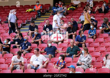 Mailand, Italien. August 2021. Fans des FC Internazionale während der Serie EIN Spiel zwischen FC Internazionale und Genua CFC im Stadio Giuseppe Meazza . Stockfoto