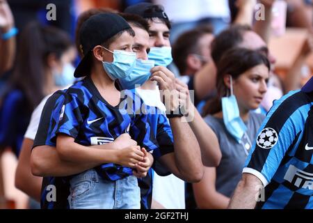 Mailand, Italien. August 2021. Fans des FC Internazionale während der Serie EIN Spiel zwischen FC Internazionale und Genua CFC im Stadio Giuseppe Meazza . Stockfoto