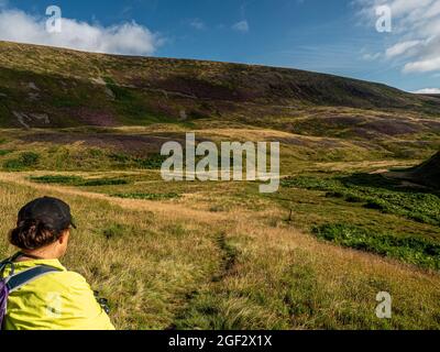 Langden Valley, Forest of Bowland UK, Wetter Nachrichten. 23. August 2021. Ein warmer und sonniger Start heute, mit Patches der Wolke beginnt zu bauen. Copyright Credit: gary telford/Alamy Live News Stockfoto