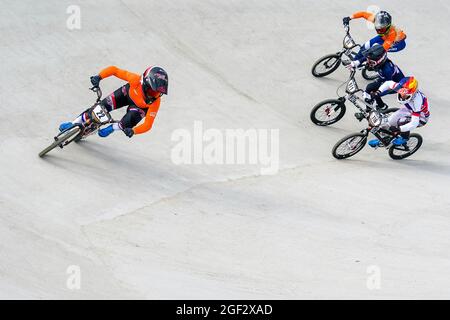 ARNHEM, NIEDERLANDE - 22. AUGUST: Merel Smulders of the Netherlands während der UCI BMX-Weltmeisterschaft 2021 in Papendal am 22. August 2021 in Arnhem, Niederlande (Foto: Rene Nijhuis/Orange Picturs) Stockfoto