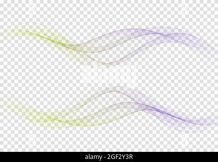 Blaue und grüne Farbwellen.Transparente abstrakte Wellenwellen. Stock Vektor