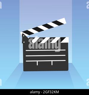3D-Platinenvektor isoliert. Klappbrett geöffnet, Filmausrüstung. Stock Vektor