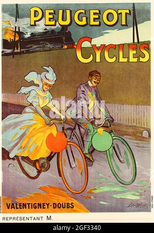 Klicken Sie auf Vintage Französisch Fahrrad Poster - Peugeot Cycles Stockfoto