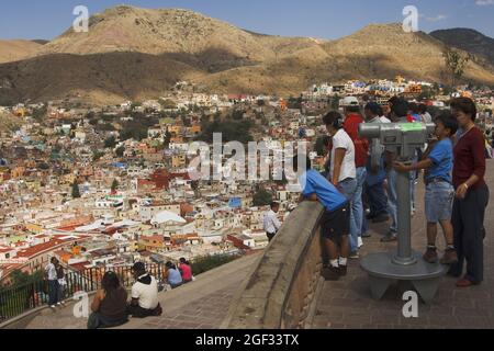 Guanajuato, Mexiko- Blick über die historische Stadt Guanajuato, Provinz Guanajuato, Mexiko, UNESCO-Weltkulturerbe Stockfoto