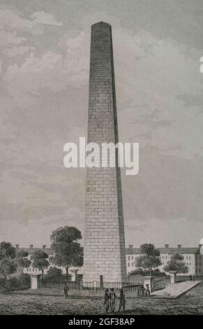 Usa, Boston. Das Denkmal am Bunker Hill. Es besteht aus einem Obelisk, der zwischen 1827 und 1843 zur Erinnerung an die Schlacht von Bunker Hill, du, erbaut wurde Stockfoto